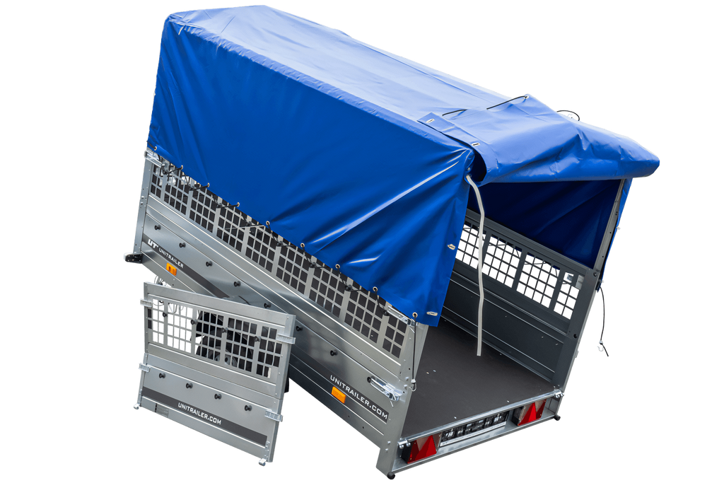 UNITRAILER Garden Trailer 230 KIPP Gebrauchter Planenanhänger 230 × 126 cm mit Gittererhöhungen, Hochplane und Stützrad