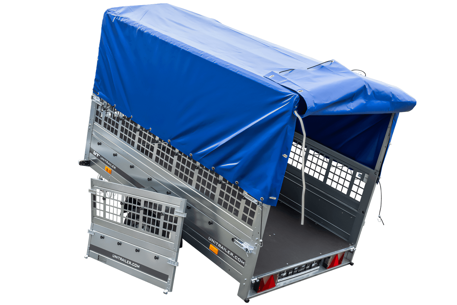 UNITRAILER Garden Trailer 230 KIPP Gebrauchter Planenanhänger 230 × 126 cm mit Gittererhöhungen, Hochplane und Stützrad