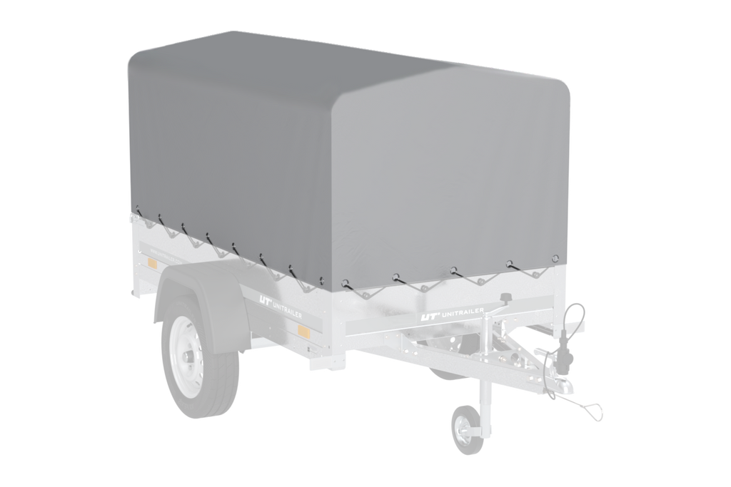 UNITRAILER Garden Trailer 200 KIPP PKW-Anhänger 200 × 106 cm mit Hochplane, Gestell und Stützrad, 500 kg zGG