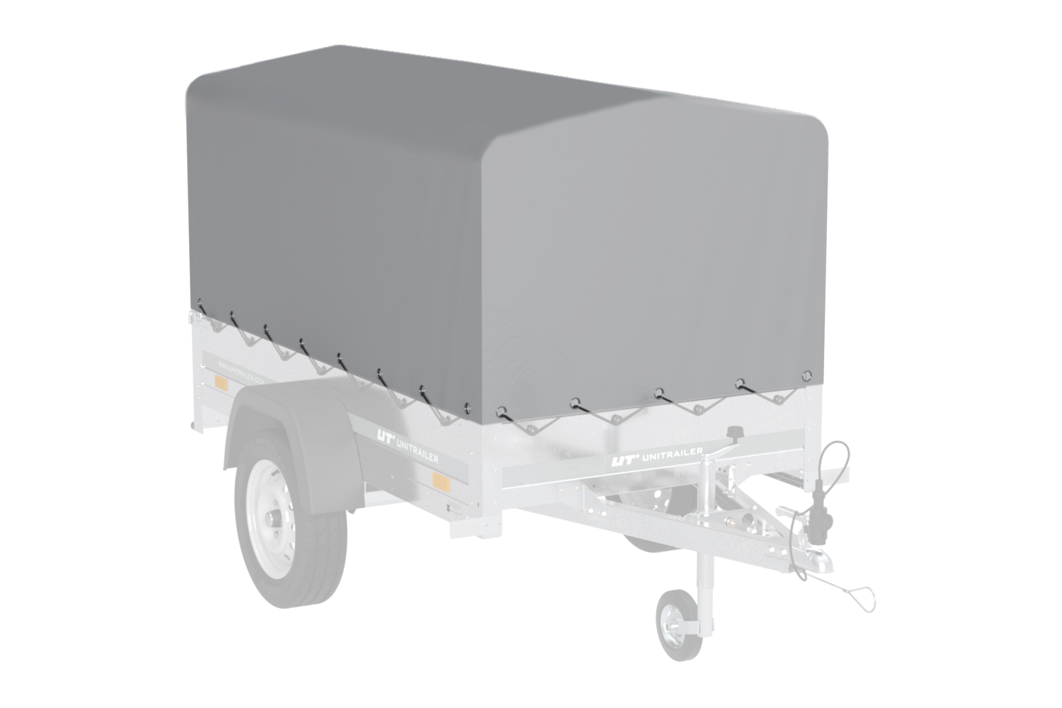 UNITRAILER Garden Trailer 200 KIPP PKW-Anhänger 200 × 106 cm mit Hochplane, Gestell und Stützrad, 500 kg zGG
