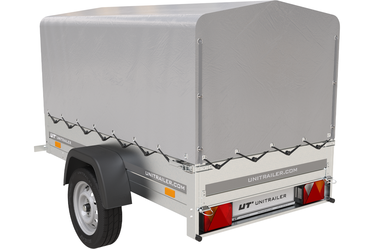 Anhänger 750 kg 200 x 125 mit hoher Plane und Bügel Garden Trailer 201 KIPP