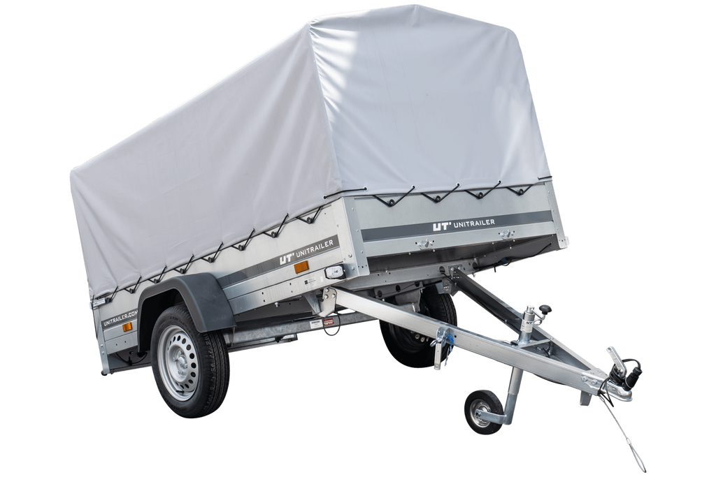 Straßenanhänger mit hoher Plane, Bügel H-800 und Stützrad 230x125 Garden Trailer 230 KIPP