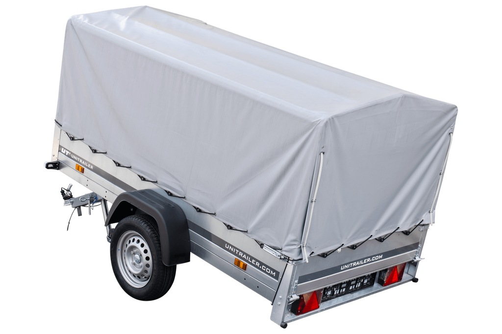 Straßenanhänger mit hoher Plane, Bügel H-800 und Stützrad 230x125 Garden Trailer 230 KIPP