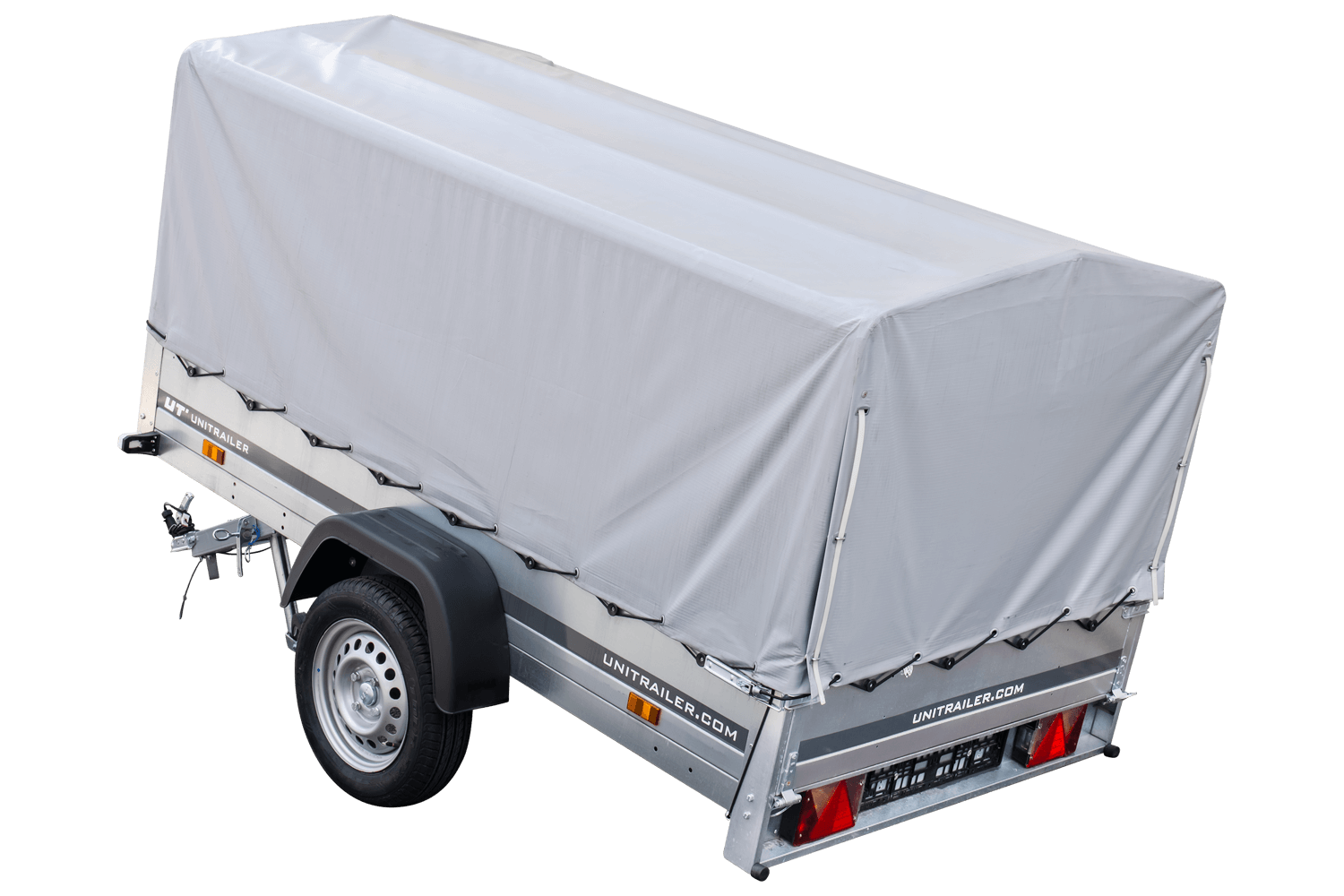 Straßenanhänger mit hoher Plane, Bügel H-800 und Stützrad 230x125 Garden Trailer 230 KIPP