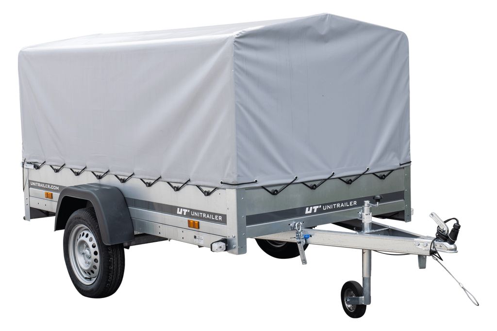 Straßenanhänger mit hoher Plane, Bügel H-800 und Stützrad 230x125 Garden Trailer 230 KIPP