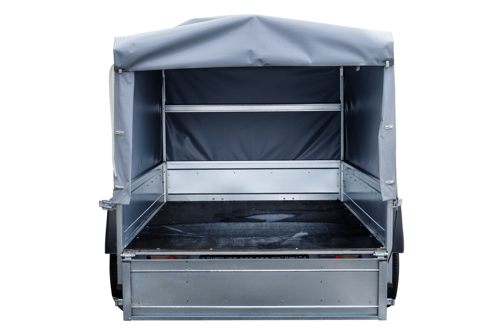 Straßenanhänger mit hoher Plane, Bügel H-800 und Stützrad 230x125 Garden Trailer 230 KIPP