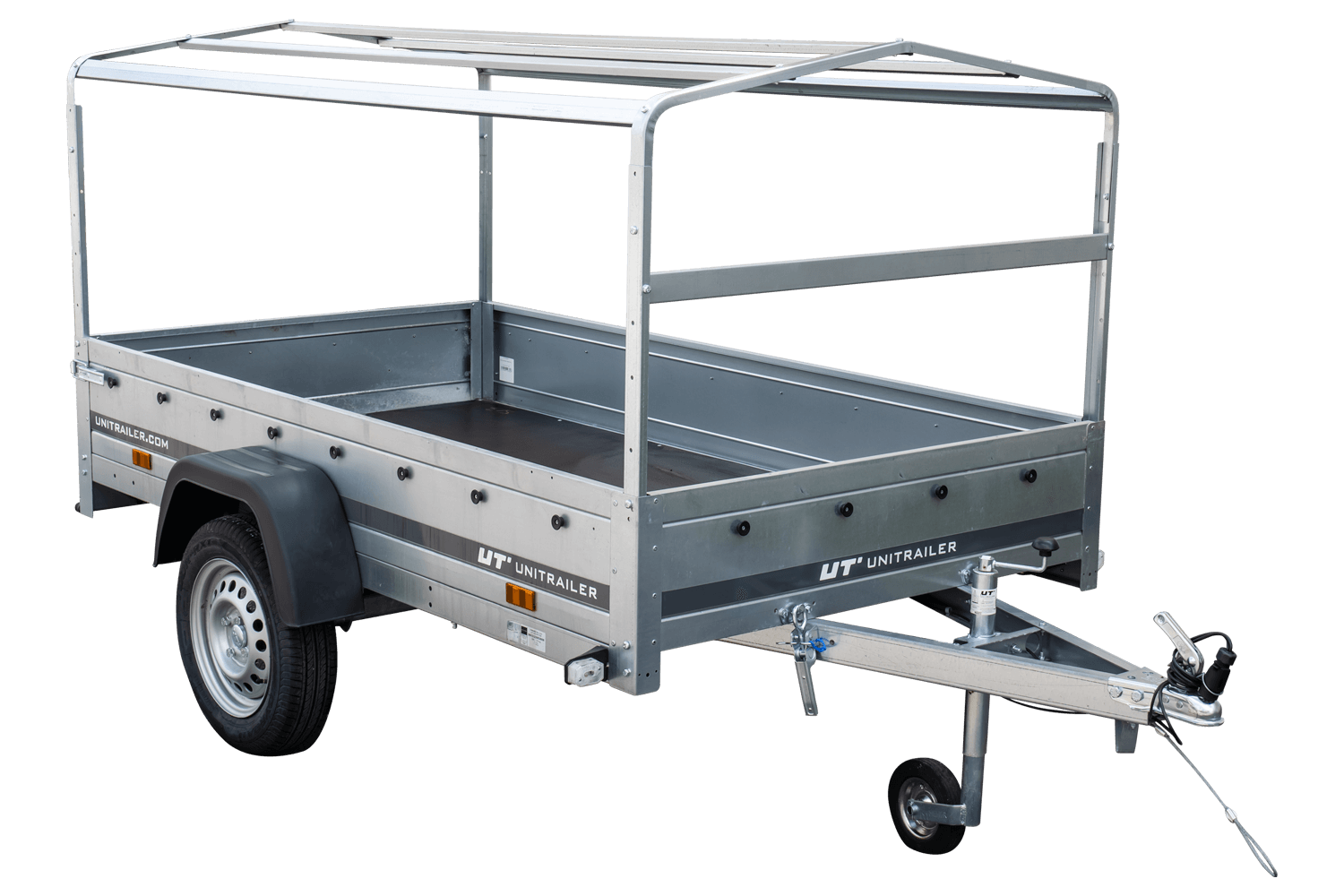 Straßenanhänger mit hoher Plane, Bügel H-800 und Stützrad 230x125 Garden Trailer 230 KIPP