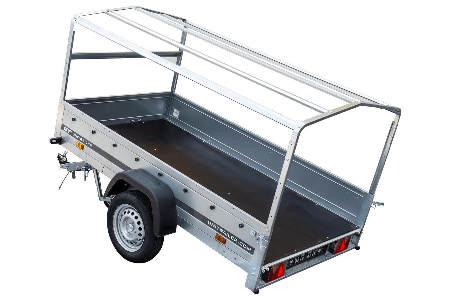 Straßenanhänger mit hoher Plane, Bügel H-800 und Stützrad 230x125 Garden Trailer 230 KIPP