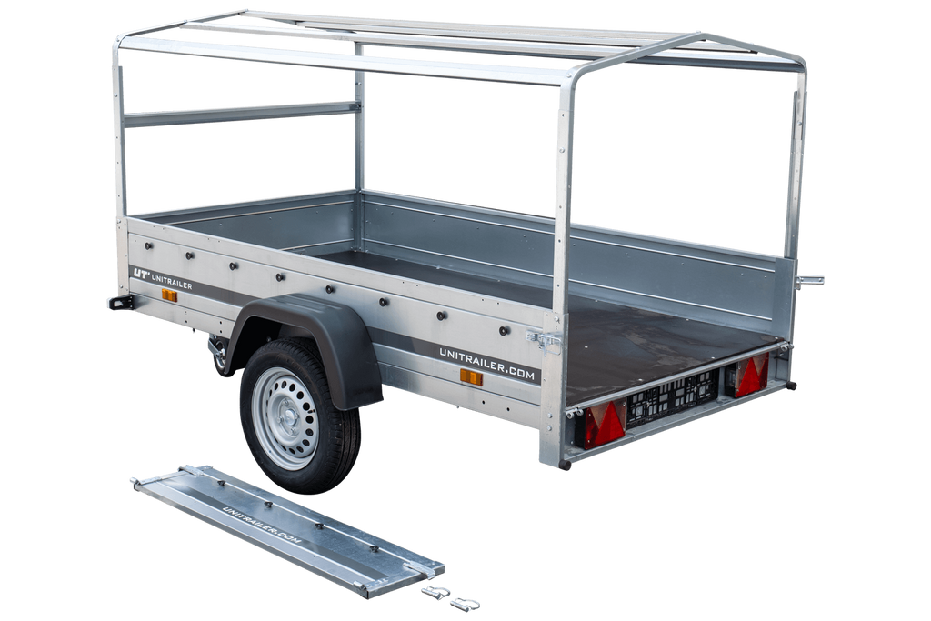 Straßenanhänger mit hoher Plane, Bügel H-800 und Stützrad 230x125 Garden Trailer 230 KIPP