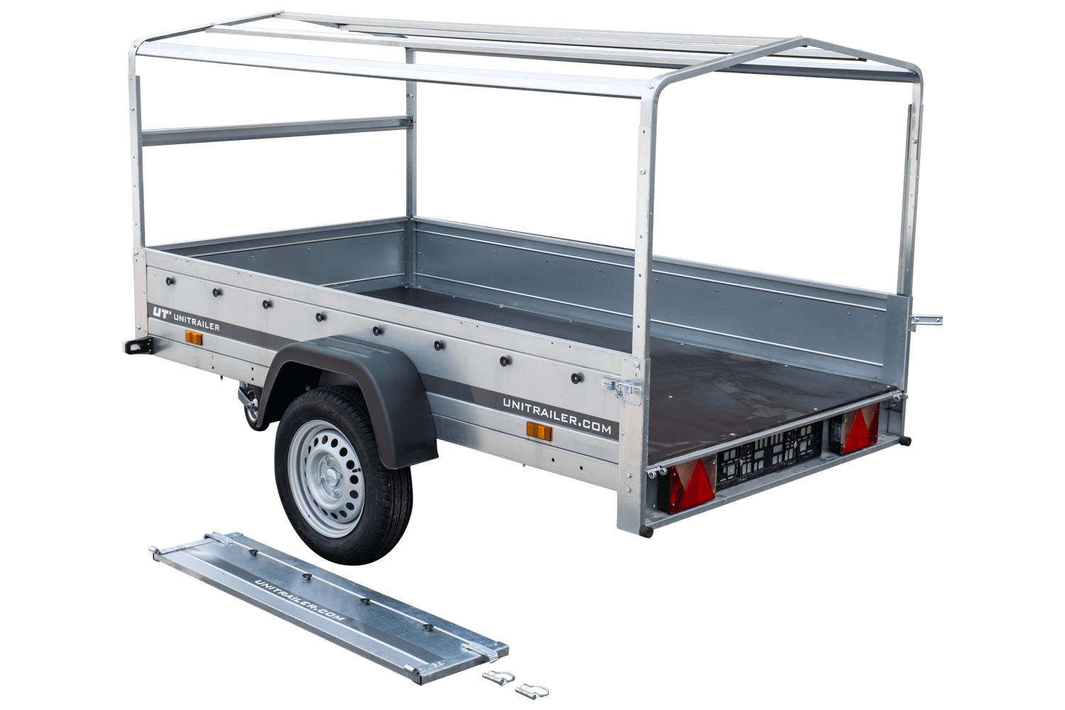 Straßenanhänger mit hoher Plane, Bügel H-800 und Stützrad 230x125 Garden Trailer 230 KIPP