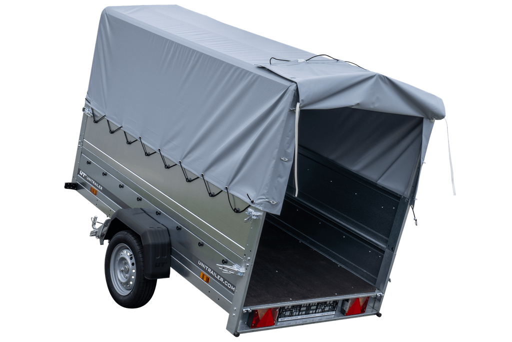 Hoher Anhänger mit erhöhten Bordwänden und hoher Plane - 2,30 x 1,25 m - Garden Trailer 230 KIPP
