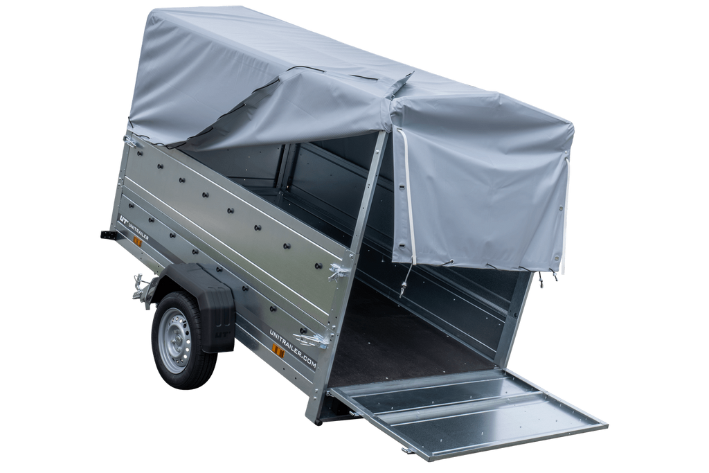 Hoher Anhänger mit erhöhten Bordwänden und hoher Plane - 2,30 x 1,25 m - Garden Trailer 230 KIPP