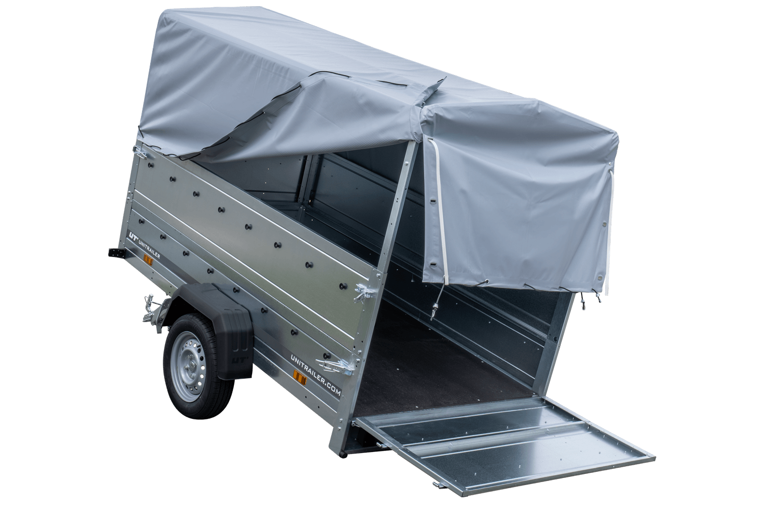 Hoher Anhänger mit erhöhten Bordwänden und hoher Plane - 2,30 x 1,25 m - Garden Trailer 230 KIPP