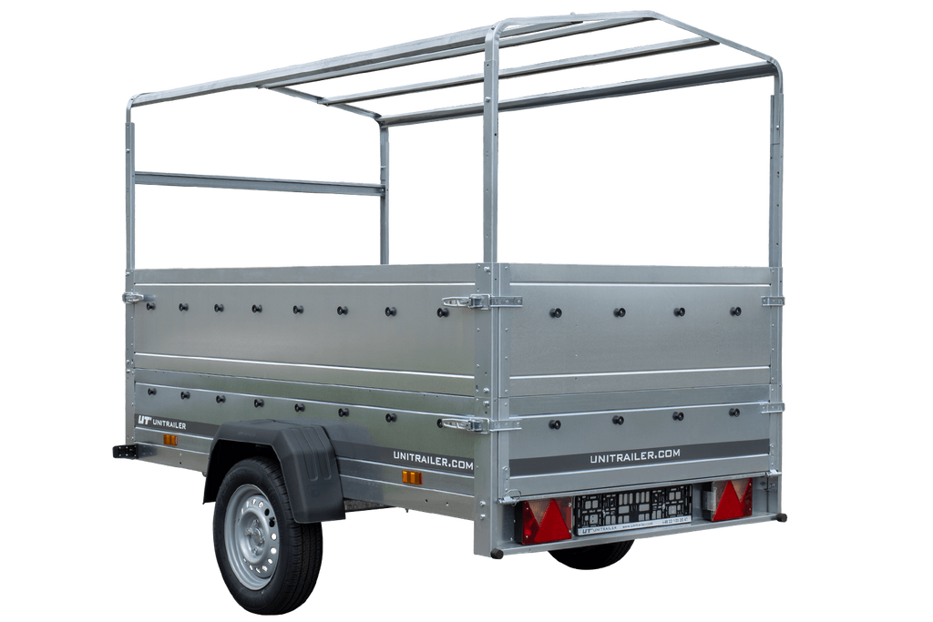 Hoher Anhänger mit erhöhten Bordwänden und hoher Plane - 2,30 x 1,25 m - Garden Trailer 230 KIPP