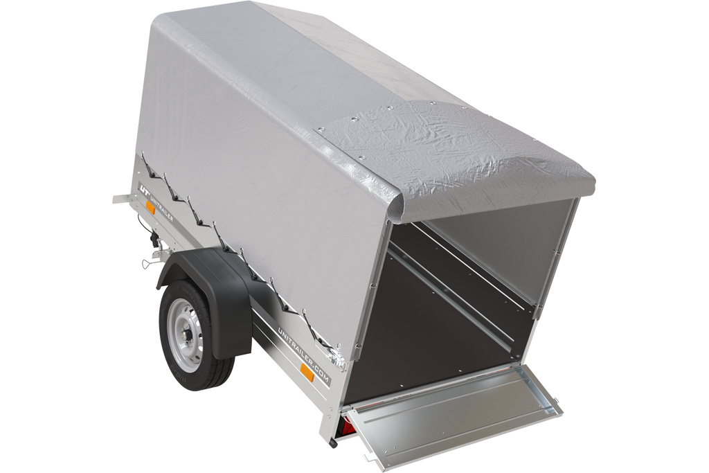 Anhänger 750 kg 200 x 125 mit hoher Plane und Bügel Garden Trailer 201 KIPP