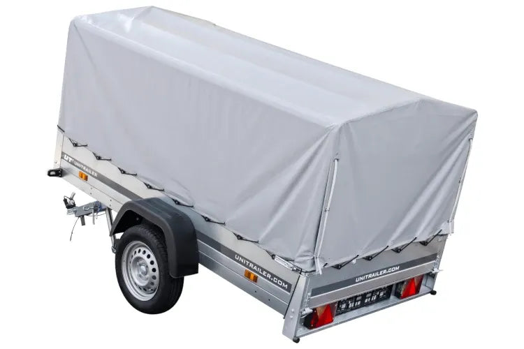 Straßenanhänger mit hoher Plane, Bügel H-800 und Stützrad 230x125 Garden Trailer 230 KIPP