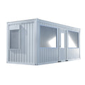 Bürocontainer 20 Fuß teilverglast (1 Tür, 2 Fenster, 2 Schaufenster)