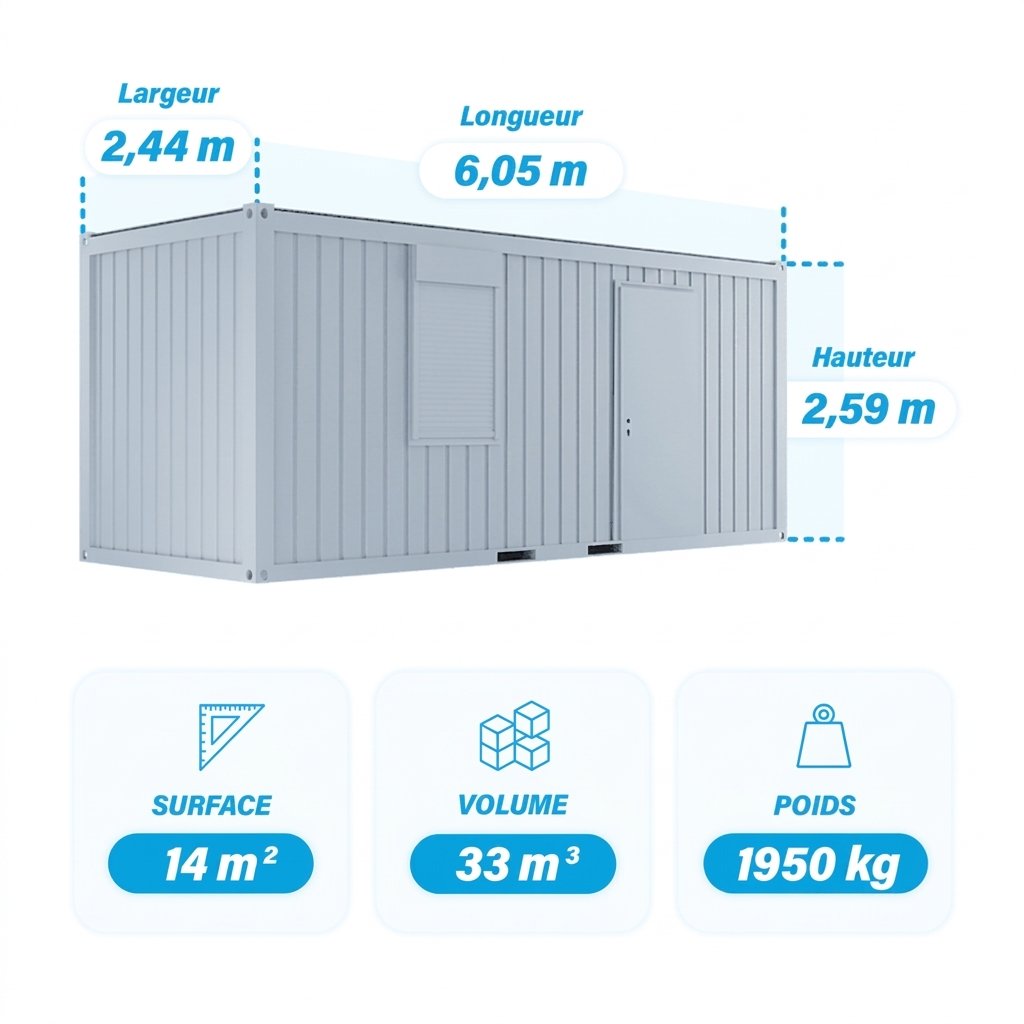 Bürocontainer 20 Fuß als Bausatz (1 Tür, 1 Fenster, PU-Dämmung)